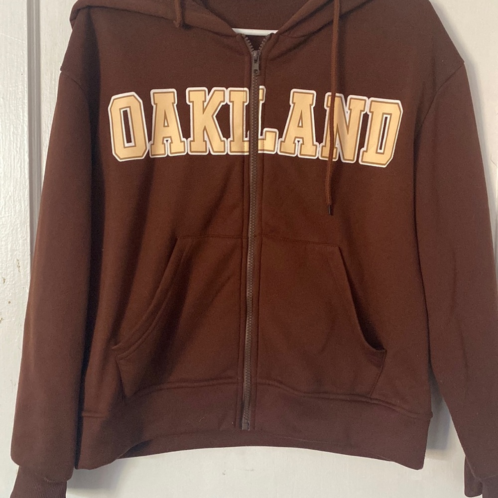 SHEIN Brown Oakland Zip-up Jacket Medium